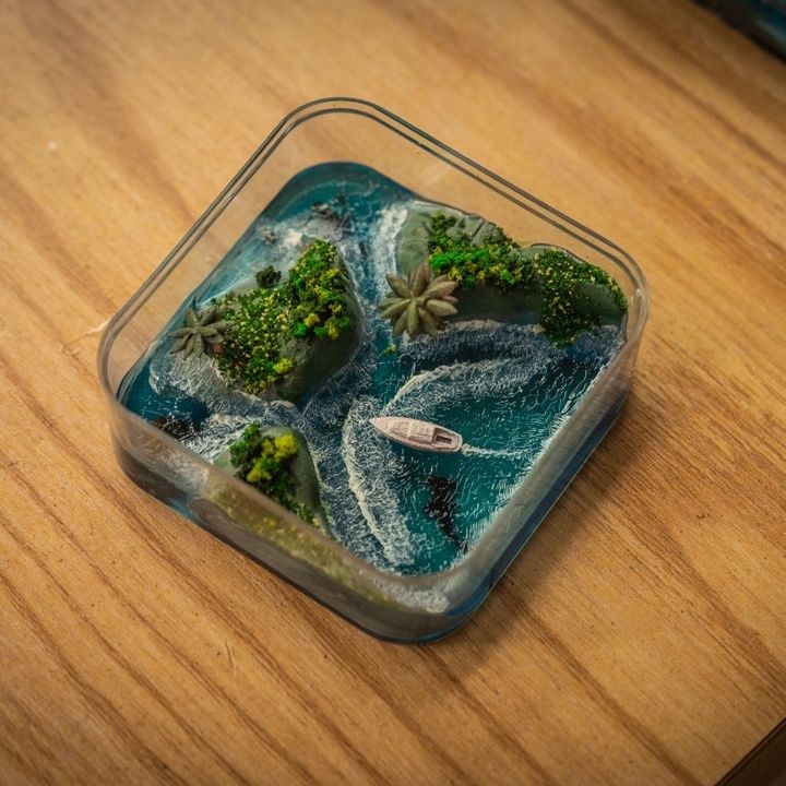 Resin Art Gift For Birthday - Micro-Isola delle Isole Faroe realizzata a