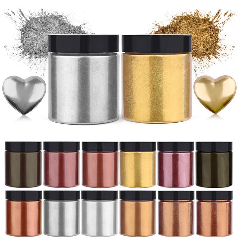 Pearl Powder Resin - 50g Shimmer Metallic Oro Argento Colore