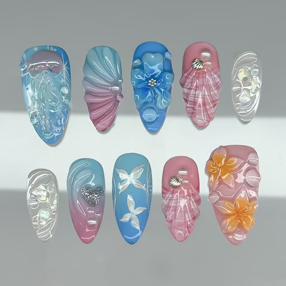 24 Pezzi di Unghie Finte di Lu - Resin Art Flower recensione e prezzo