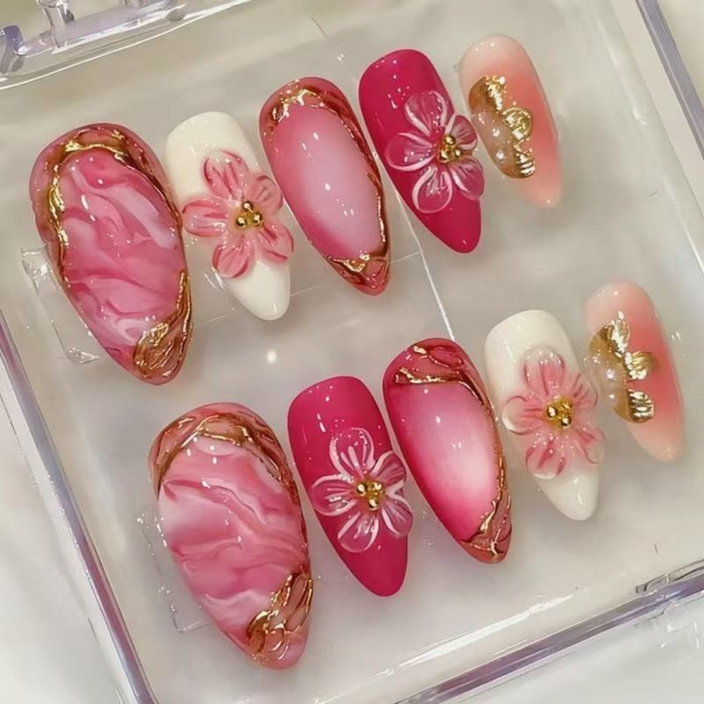 24 Pezzi di Unghie Finte di Lu - Resin Art Flower recensione e prezzo