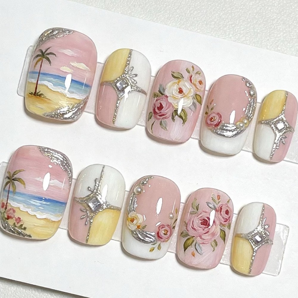 24 Pezzi di Unghie Finte di Lu - Resin Art Flower recensione e prezzo